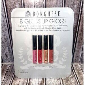 Set of 4 Borghese B Lip Gloss Roseto Fuschia Celestial Charm Naturale NEW!